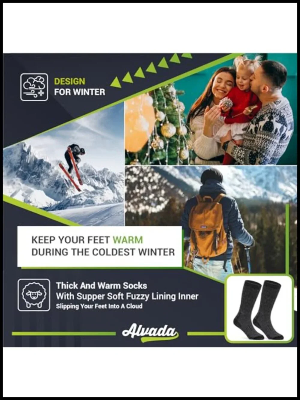Merino Wool Blend Crew Socks 3 Pack Thermal Winter Hiking Running - Natural